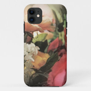 kunstflorale trillende achtergrond met rood iPhone 11 hoesje
