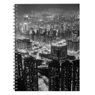 Kunstfoto's van de stad Hong Kong in tegenstelling Notitieboek