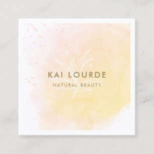 Kunstgele Waterverf Planten bladeren Vierkante Visitekaartje