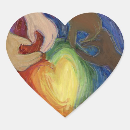 Kunstgevoelige kunsten en handenliefdesdiversiteit hart sticker (Voorkant)