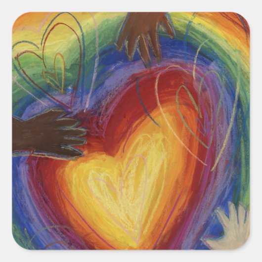 Kunstgevoelige kunsten en handenliefdesdiversiteit vierkante sticker (Voorkant)