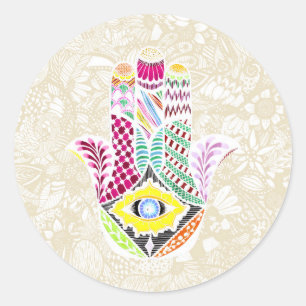 Kunsthandtekening Hamsa Handtekening en tekeningen Ronde Sticker