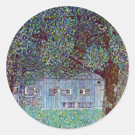 Kunsthuis in Opper-Oostenrijk door Gustav Klimt Ronde Sticker (Voorkant)