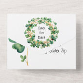 Kunstige groene waterverfklaver weer all in one uitnodiging (Achterkant)