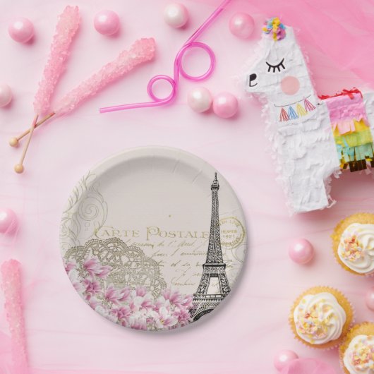 Kunstillustratie Eiffeltoren in Parijs Papieren Bordje (Feest)
