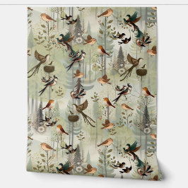 Kunstillustratie van moderne simplistische vogels behang