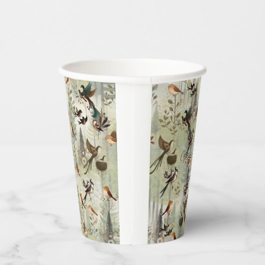 Kunstillustratie van moderne simplistische vogels papieren bekers (Rechts)