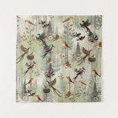 Kunstillustratie van moderne simplistische vogels wandkleed (Voorkant)