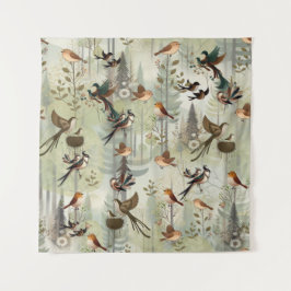 Kunstillustratie van moderne simplistische vogels wandkleed