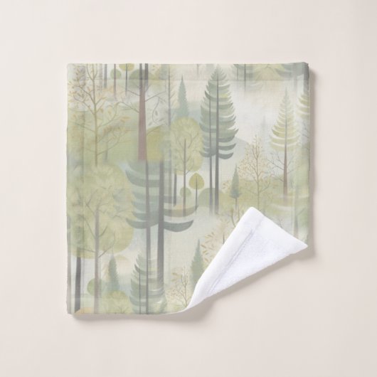 Kunstillustratie van pijnbomen in een moderne stij bad handdoek (Wasdoekje)