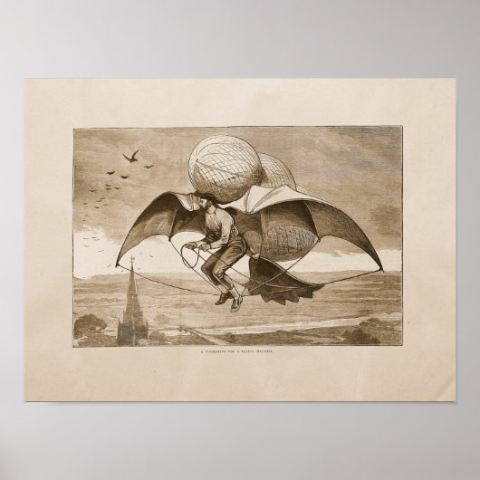 Kunstillustratie  vliegmachine poster (Voorkant)