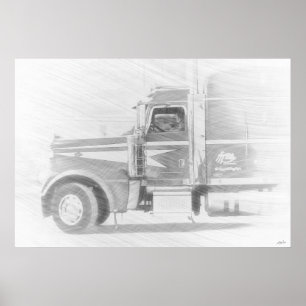 Kunstillustratie Vrachtwagen & driver Poster