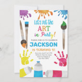 Kunstjongens verjaardagsuitnodiging, kunstfeest ui kaart (Voorkant)