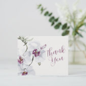 Kunstkaart met tere witte orchideeën en dankwoord bedankkaart (Staand voorkant)