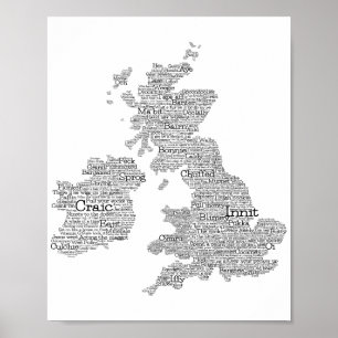 Kunstkaart voor Engeland/Groot-Brittannië Slang W Poster