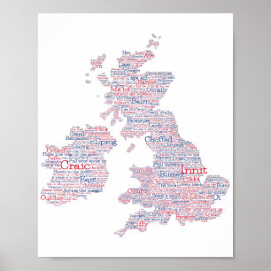 Kunstkaart voor Engeland/Groot-Brittannië Slang Wo Poster