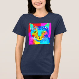 Kunstkatportret met meerdere kleuren voor Pop Tri-Blend Shirt
