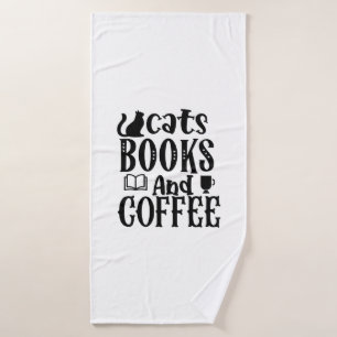 Kunstkattenboeken en koffie lezen badhanddoek
