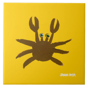 Kunstkeramische tegels: John Dyer Cornish Crab Tegeltje