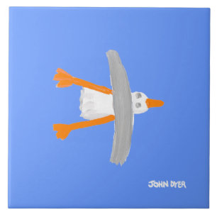 Kunstkeramische tegels: John Dyer Flying Seagull Tegeltje