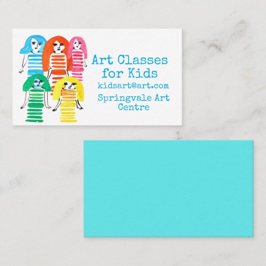 Kunstklassen voor kinderen en regenboogmensen visitekaartje (Voorkant / Achterkant)