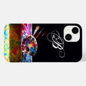 KUNSTKLEUR PALETTE EN BRUSHT MONOGRAM Black Case-Mate iPhone Case (Achterkant (horizontaal))