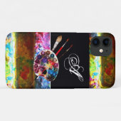 KUNSTKLEUR PALETTE EN BRUSHT MONOGRAM Black Case-Mate iPhone Case (Achterkant (horizontaal))