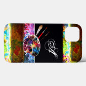 KUNSTKLEUR PALETTE EN BRUSHT MONOGRAM Black Case-Mate iPhone Case (Achterkant (horizontaal))