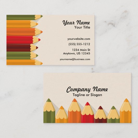 Kunstkleurige pennen visitekaartje (Voorkant / Achterkant)