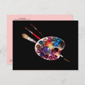 KUNSTKLEURPALETTE EN BRUSHEN BRIEFKAART (Voorkant / Achterkant)