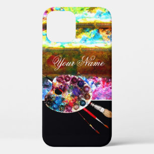 KUNSTKLEURPALETTE EN BRUSHEN, zwart iPhone 12 Hoesje