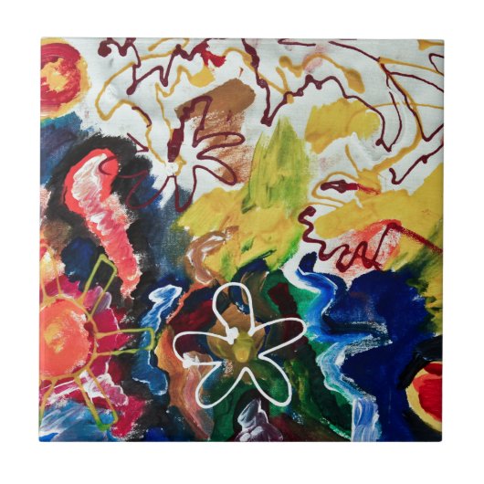 Kunstkunst, abstracte bohemen tegeltje (Voorkant)