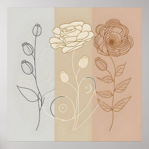 Kunstkunst in de muur van de Daisy flower Poster