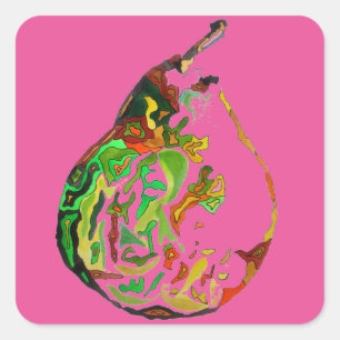 Kunstkunst pop van peren, illustratie waterverf vierkante sticker