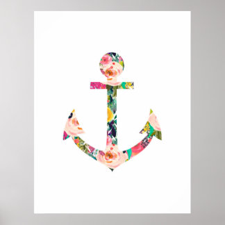 Kunstkwekerij met anker florale muurkledij poster