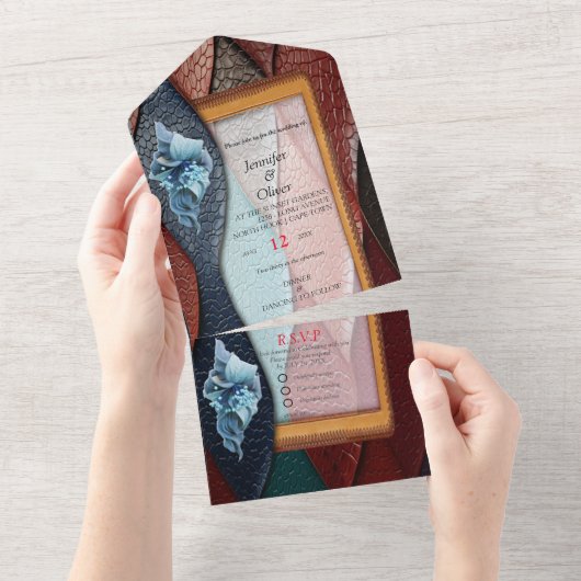 Kunstleer Textuur Kunst design All In One Uitnodiging (Afscheurbaar)