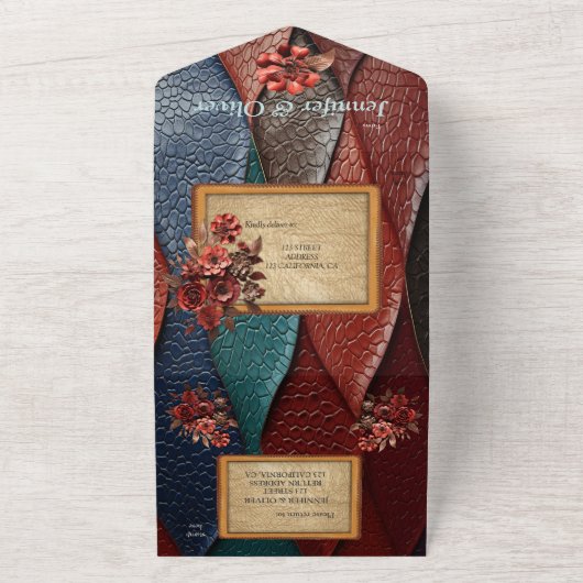 Kunstleer Textuur Kunst design All In One Uitnodiging (Buitenkant)