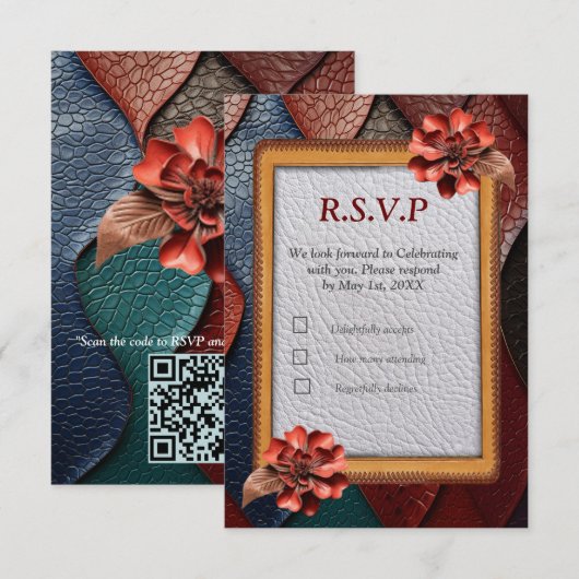 Kunstleer Textuur Kunst design RSVP Kaartje (Voorkant / Achterkant)