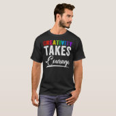 Kunstleraar creativiteit moedigt grappigheid terug t-shirt (Voorkant volledig)