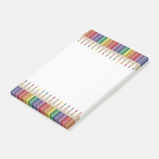 Kunstleraar gekleurd potlood post-it® notes (Schuin)