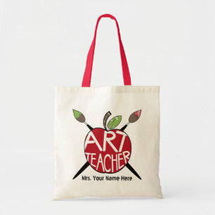 Kunstleraar Geschilderde appel- en schilderpenseel Tote Bag