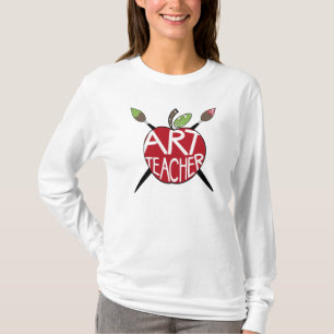 Kunstleraar Geschilderde appel- en schilderpensele T-shirt