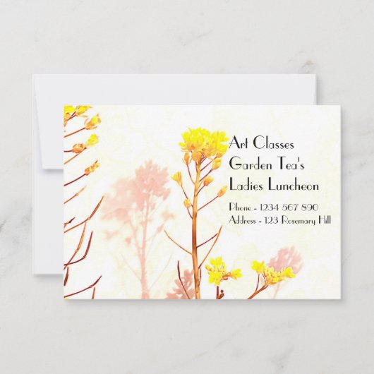 Kunstlessen Dames Lunchroom Theetuin Thee's Kaart (Voorkant)