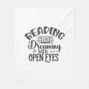 Kunstlezen lezen lezen is droomig met open ogen fleece deken