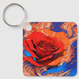Kunstmatig Abstract gemarmerd Roos Sleutelhanger