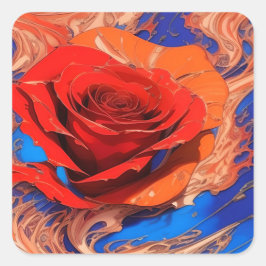 Kunstmatig Abstract gemarmerd Roos Vierkante Sticker
