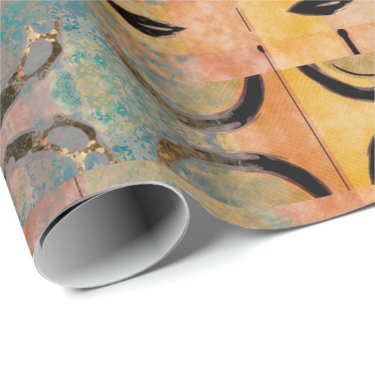 kunstmatig abstract, horizontaal strempatroon cadeaupapier (Rol Hoek)