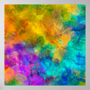 kunstmatig abstracte levendige regenboogverf wi poster
