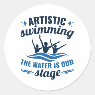 Kunstmatig gesynchroniseerd zwemwater is ons werkg ronde sticker
