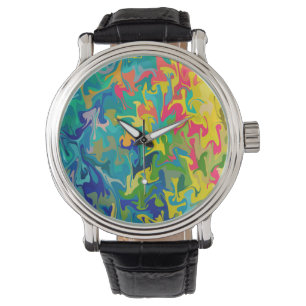Kunstmatig kleurrijk geschilderd patroon van de in horloge